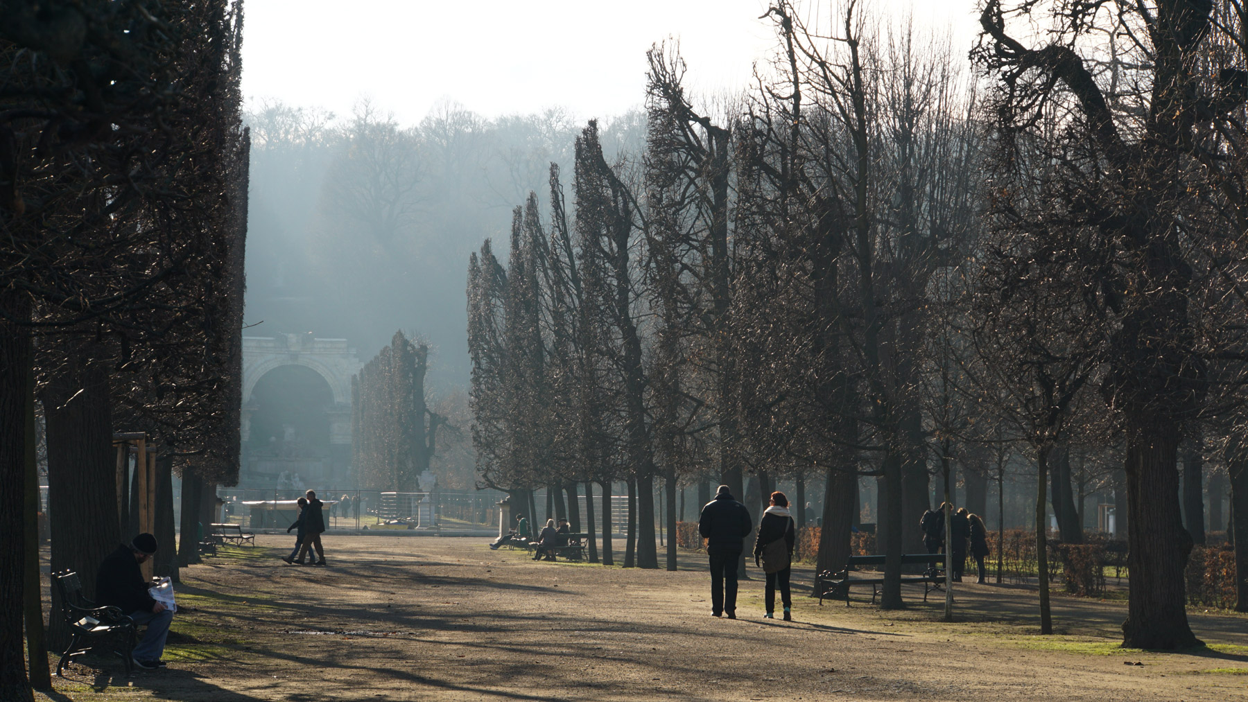 People walking in a park