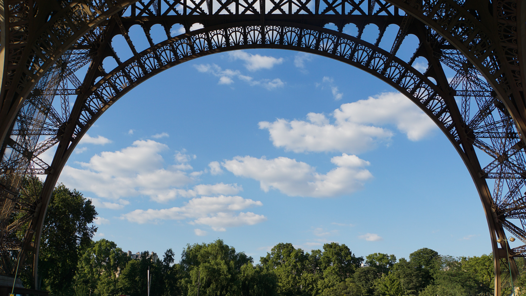 A view from under the Eiffel Tower