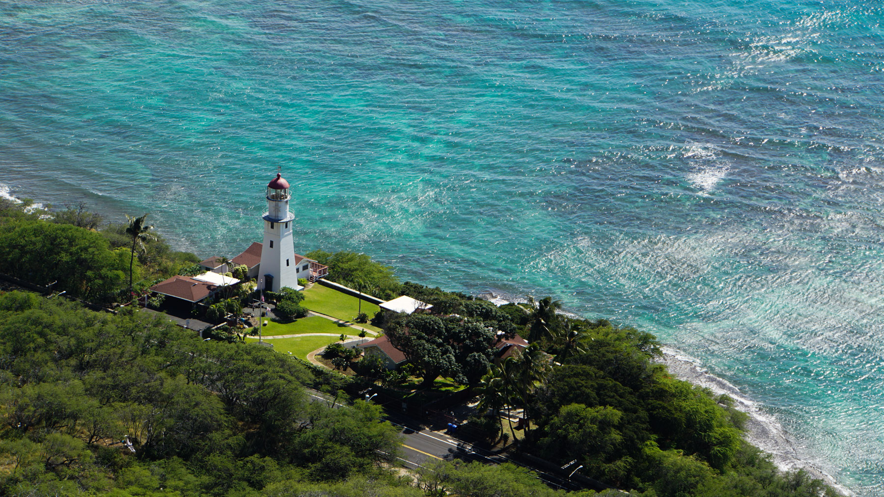 A lighthouse against the ocean